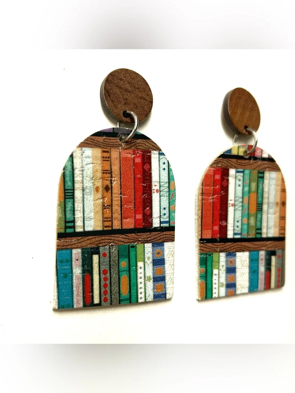 Colorful Bookshelf Dangle Earrings